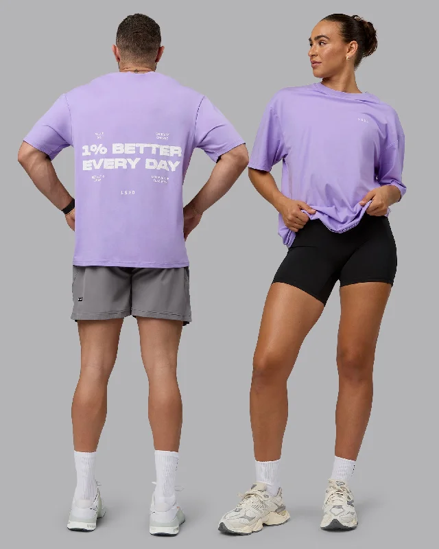 Women's Vacation Attire Unisex 1% Better Value Series FLXCotton Tee Oversize - Pale Lilac-White