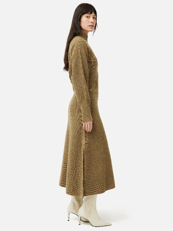 Women's Clothing Brands Merino Blend Batwing Dress | Khaki