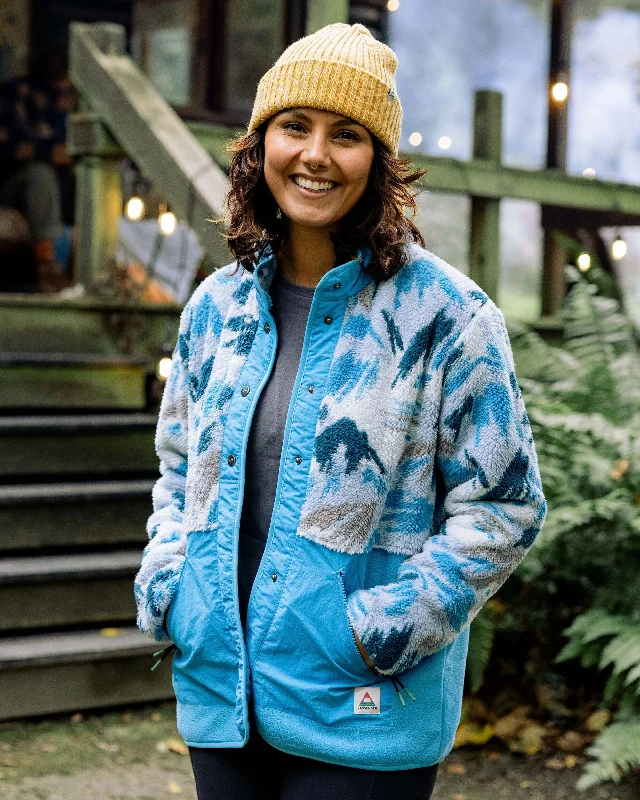 Women's Wardrobe Apparel Navegado Recycled Soft-Touch Sherpa Fleece - Abstract Mountain Blue Fog
