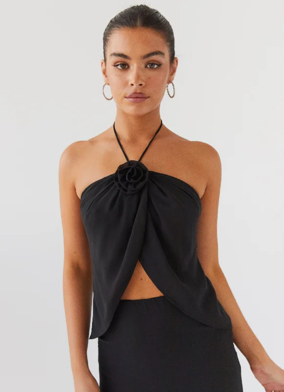 Women's Professional Apparel Nightfall Rose Tie Top - Midnight