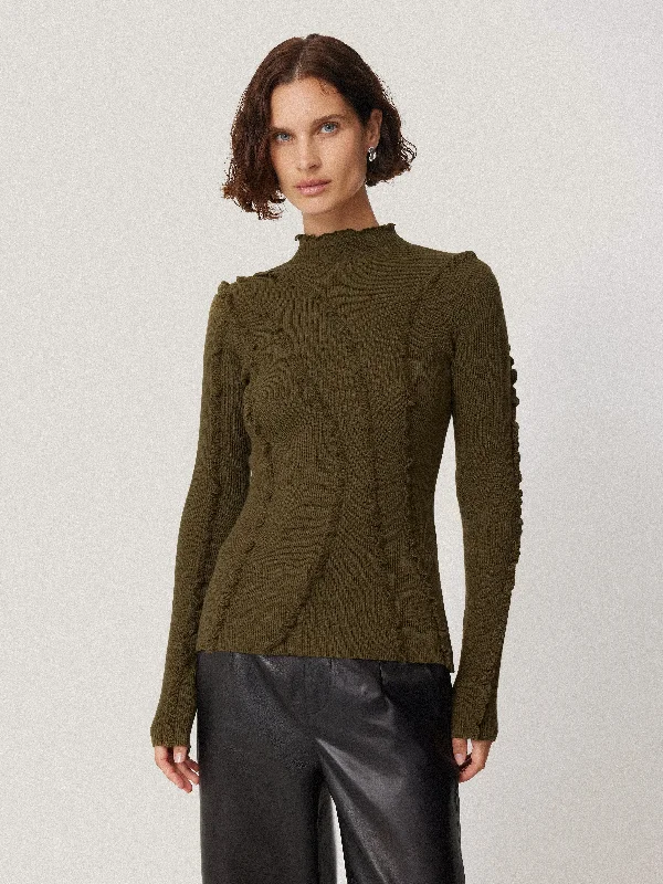 Women's Clothing Online Sale Ruffle Detail Jumper | Khaki