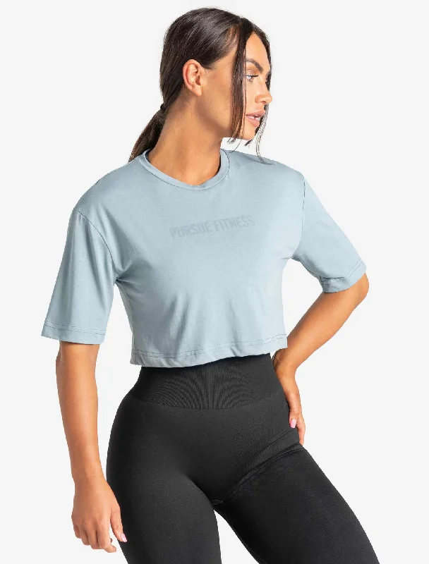 Clothing Sales Oversized Crop T-Shirt - Moonstone Blue