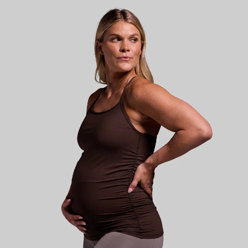 Stylish Women's Attire Maternity Drop Shot Tank (Dark Brown)