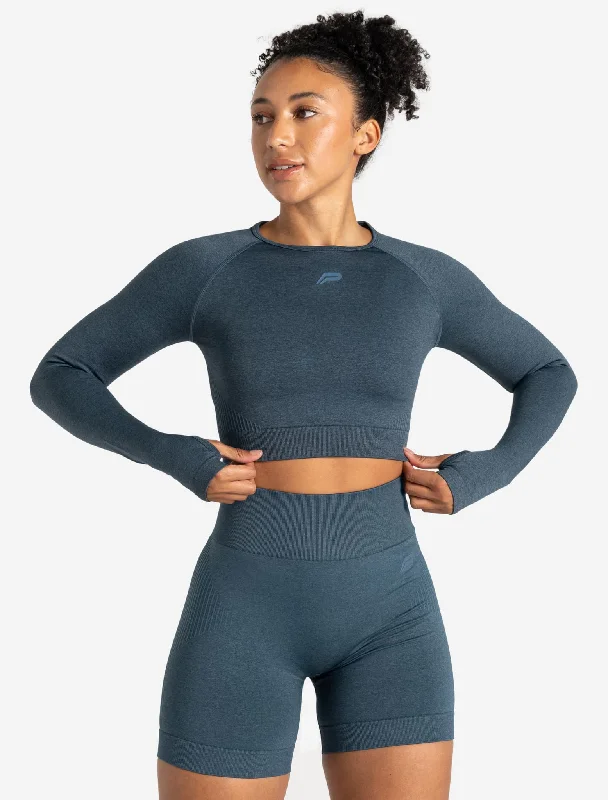 Sophisticated Style ADAPT 2.0 Seamless Crop Top - Petrol Blue