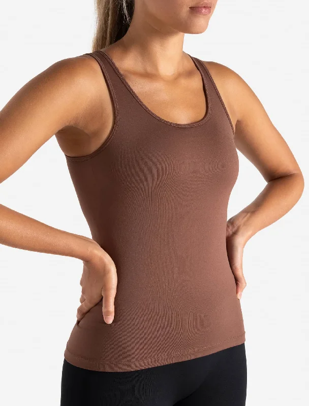 Latest Trends Sculpt Seamless Built-In Bra Vest - Cocoa Brown
