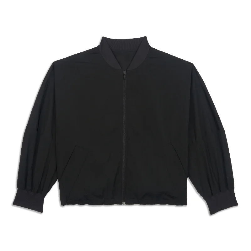 Trendy Women's Outfits for Casual Wear Lightweight Hem-Cinch Bomber Jacket - Resale
