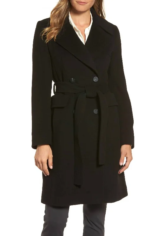 Online Clothing Stores Wool Wrap Coat In Black