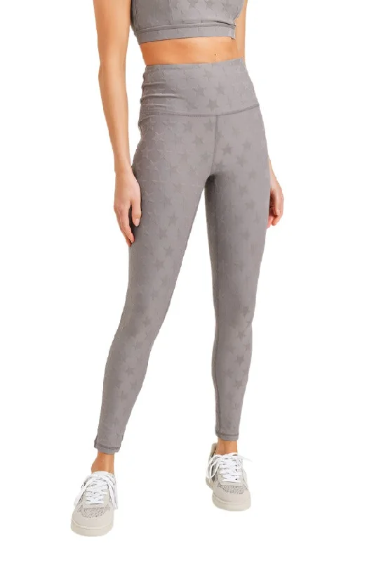 Casual Style for Busy Women Mono B Textured Star Jacquard Highwaist Leggings Aph8076