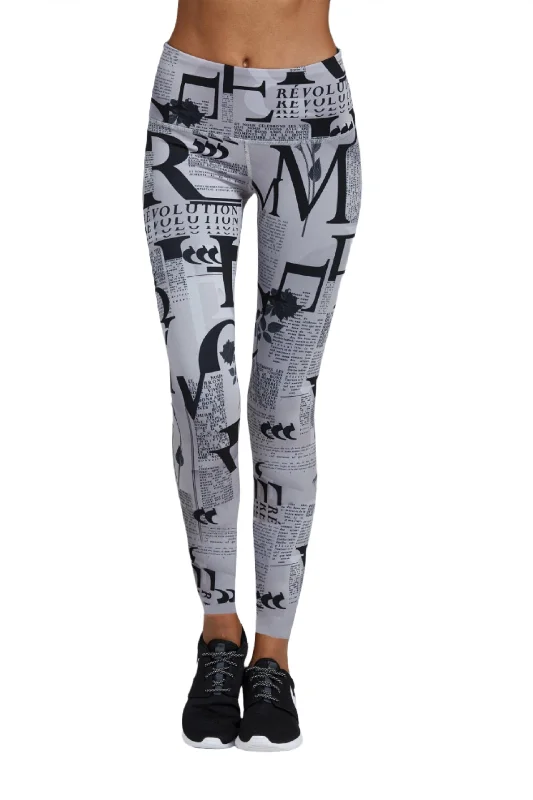 High-End Women's Apparel Noli Yoga Revo Legging News Paper Print